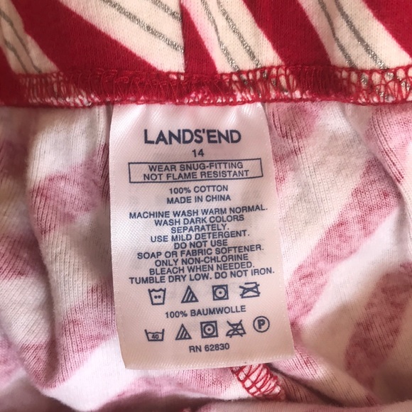 Lands End red and white stripe pajamas set size 14 - Picture 3 of 3